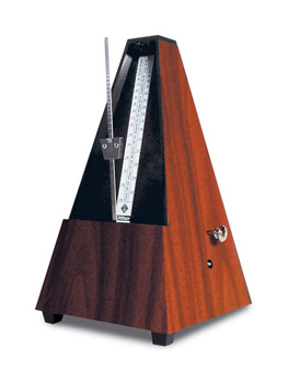 Wittner Metronome - Plastic Pyramid with Bell - Mahogany Finish