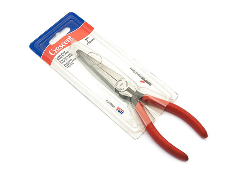 Flat Nose Pliers - Long, Scored Jaws