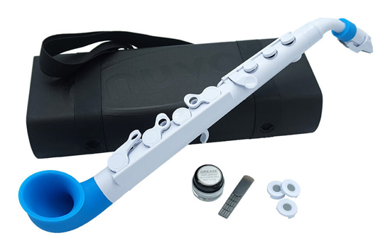 Nuvo jSax in White with Blue Trim