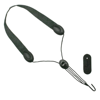 Rico Clarinet Strap - Black with Leather Thumb Hook Attachment