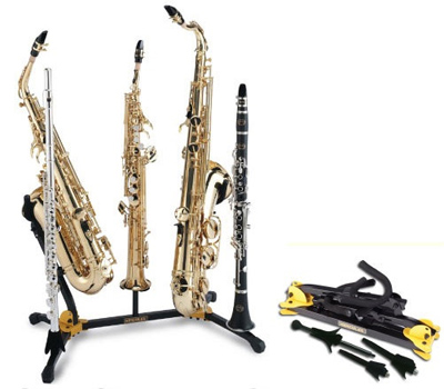 Hercules DS538B Double Saxophone Stand with Soprano Sax / Flute / Clarinet Pegs