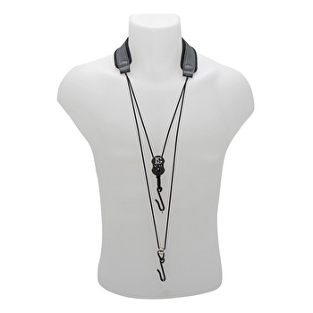 BG C50B Bass Clarinet Strap - Leather Neck Pad - 2 Hooks