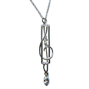 Silver-Plated Treble Clef & Stones Pendant