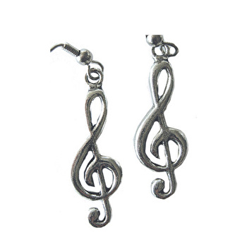 Pewter Earrings Treble Clef