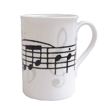 Bone China Mug - Grey Music Notes