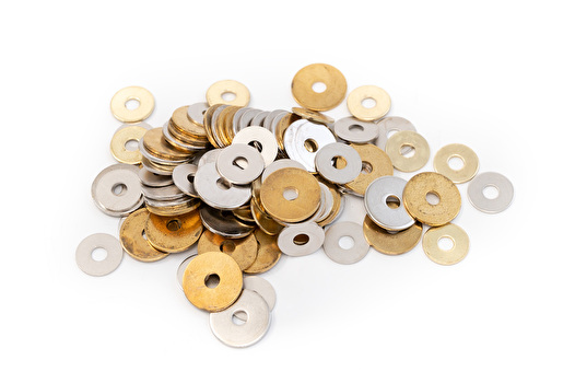 Washers for Split Rivets - Assortment of 100 Brass and Nickel Finish