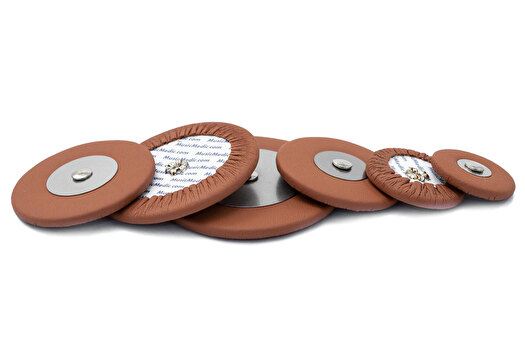 Tan Saxophone Pads with Flat Metal Resonator